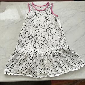 Tea Collection girls sz 10 dress white black tank spotted pink trim jersey knit